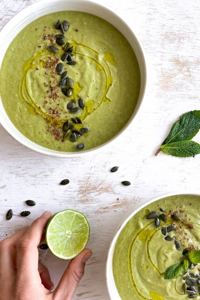 Chilled creamy cucumber soup