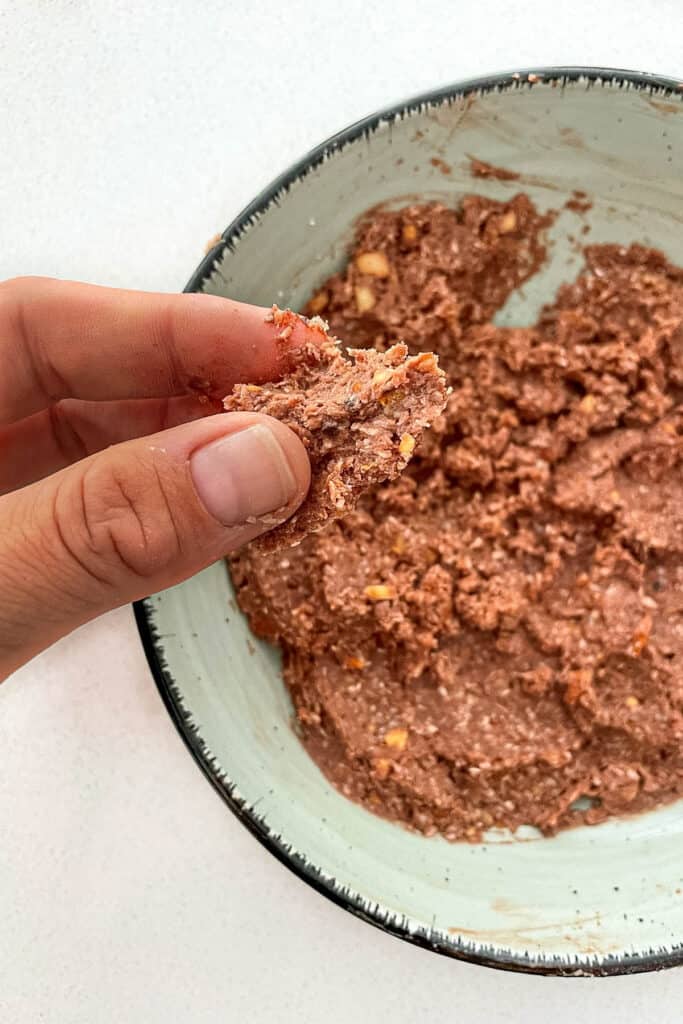 Healthy cacao orange truffles mix in a ball