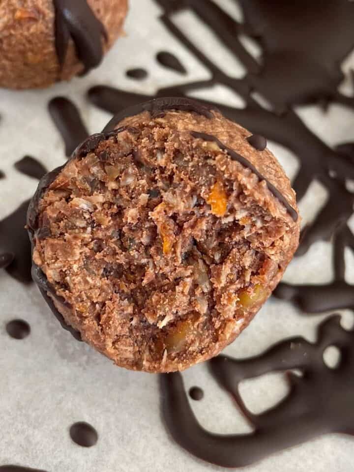 Healthy cacao orange truffles without bite
