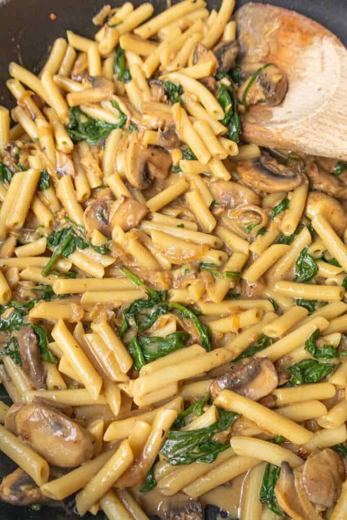 Creamy vegan mushroom pasta combine the sauce with the pasta