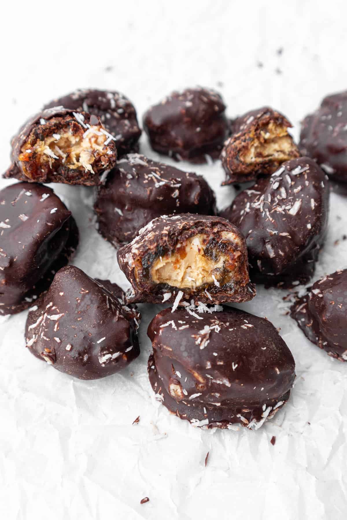 Chocolate covered stuffed dates