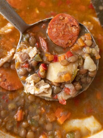 Ladle full of the best spanish lentil stew