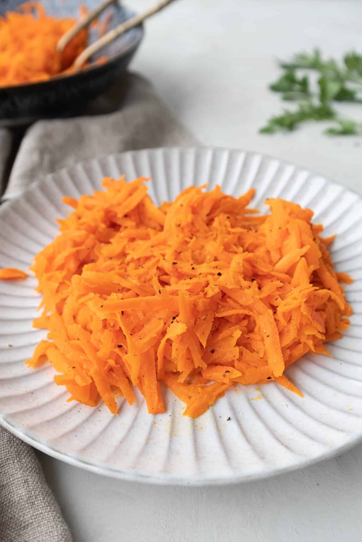 shredded carrots on a plate