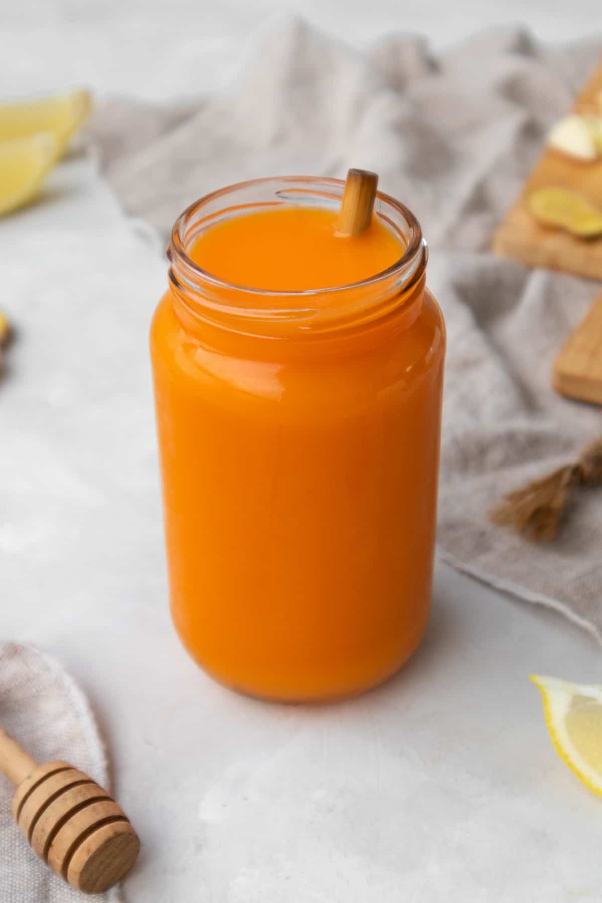 Glass jar with blender juice