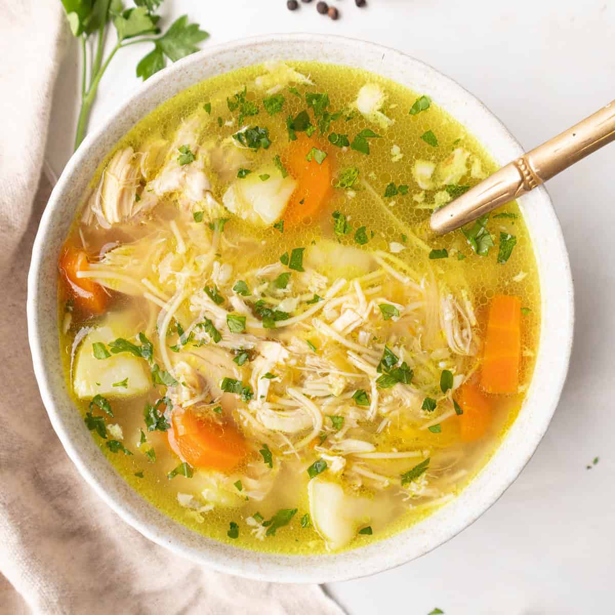 Classic Spanish Chicken Soup Sopa De Pollo