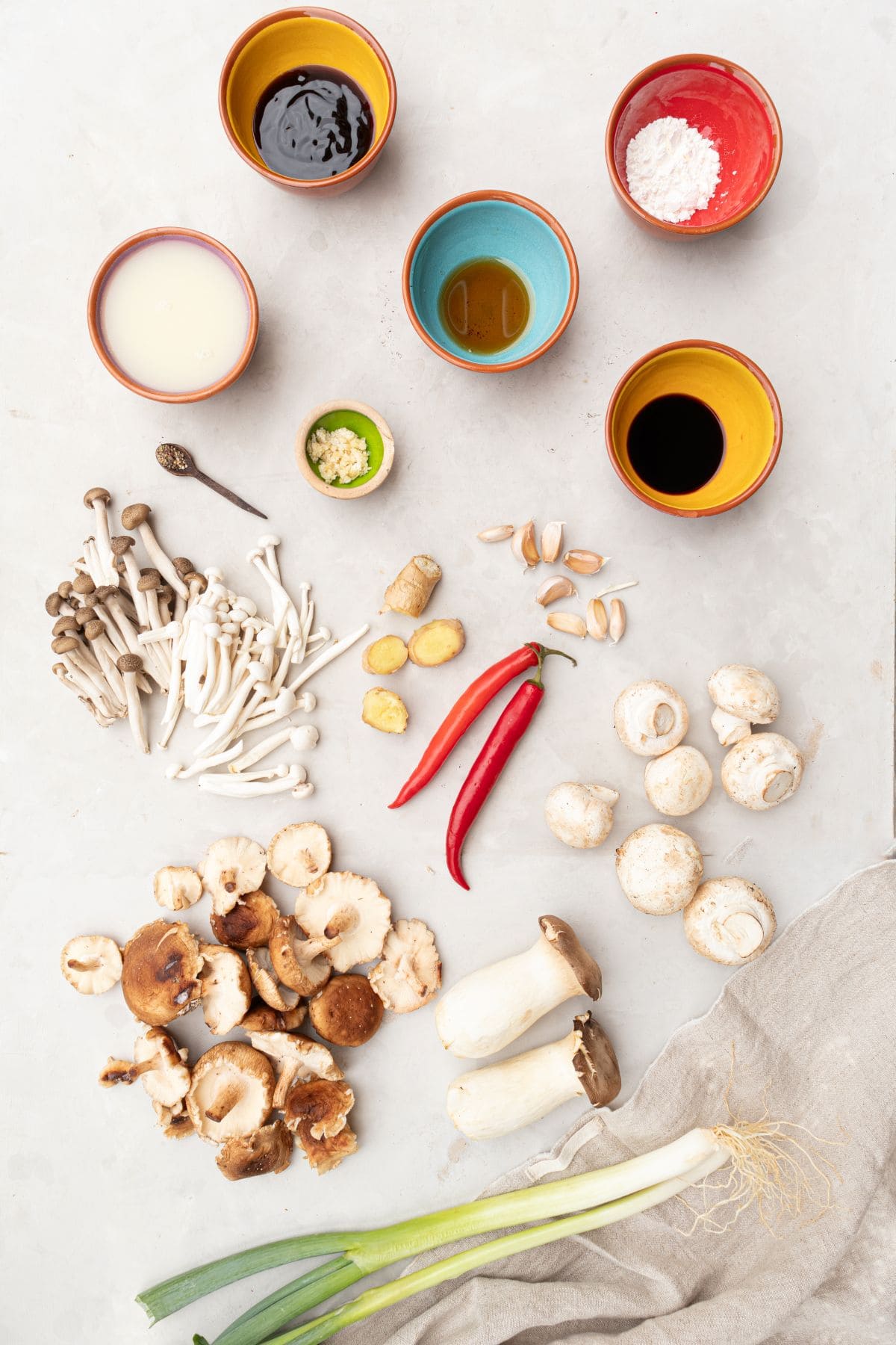 Ingredients for thai mushrooms recipe