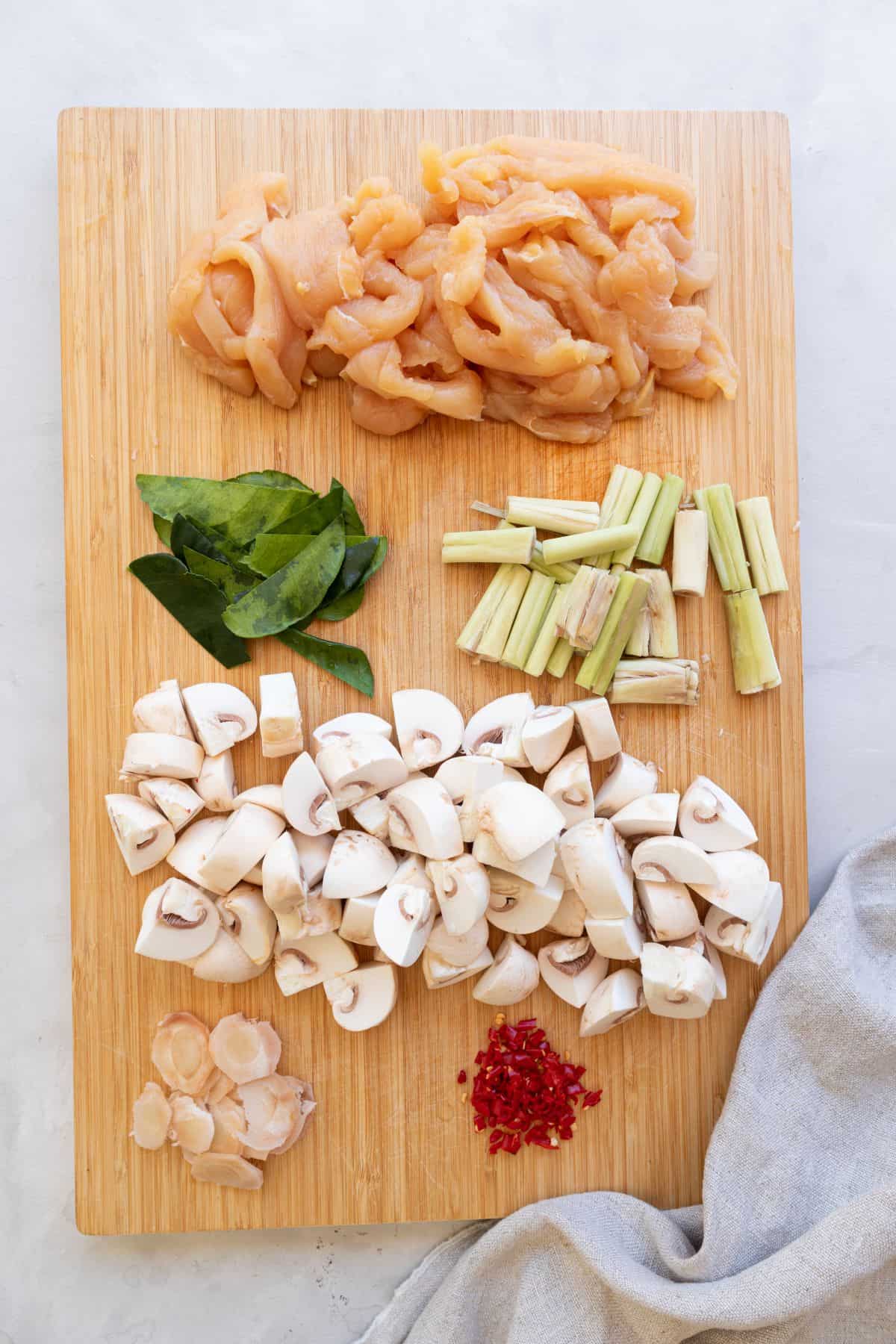 Ingredients prepared on chopping board