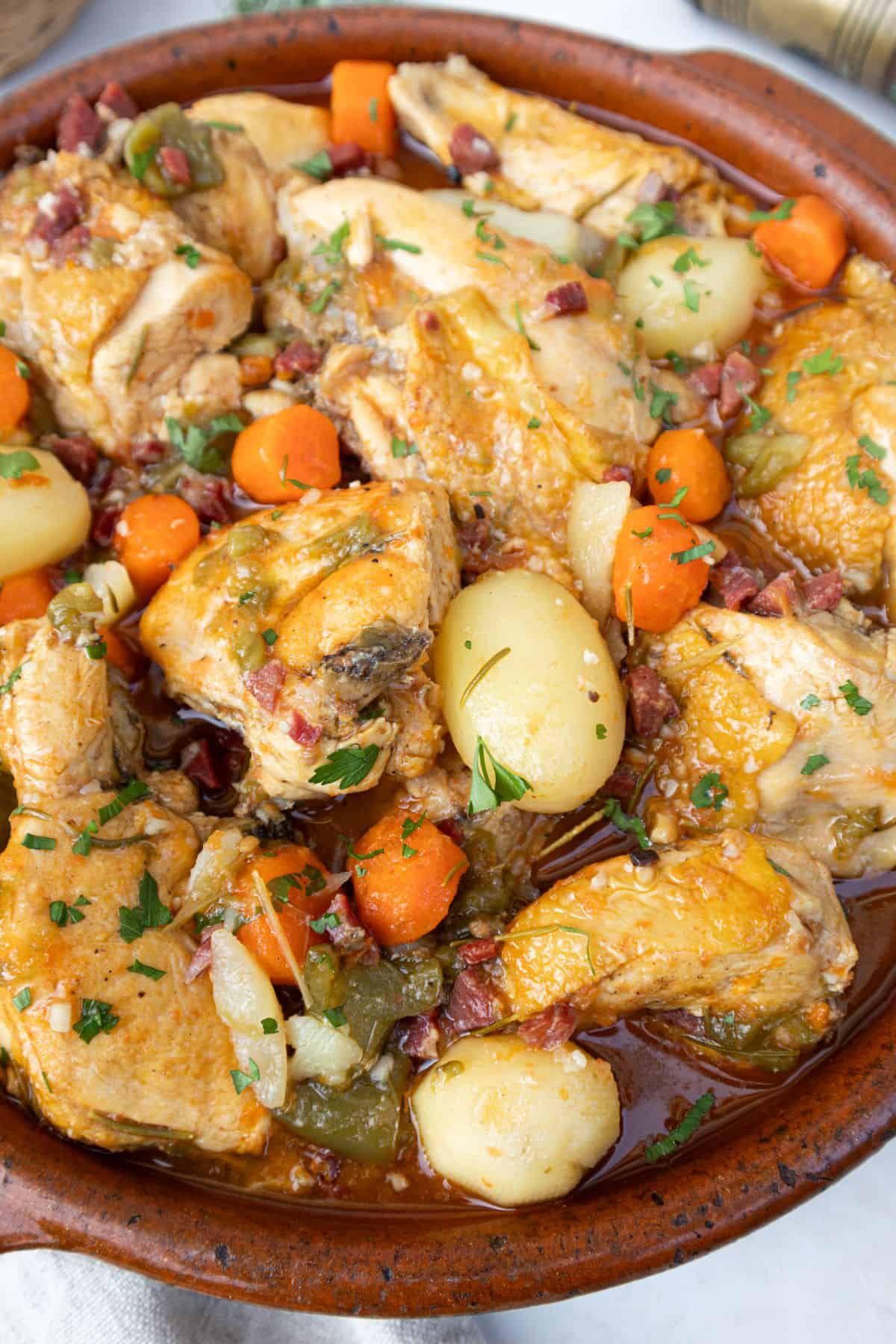 Close up of Spanish chicken stew